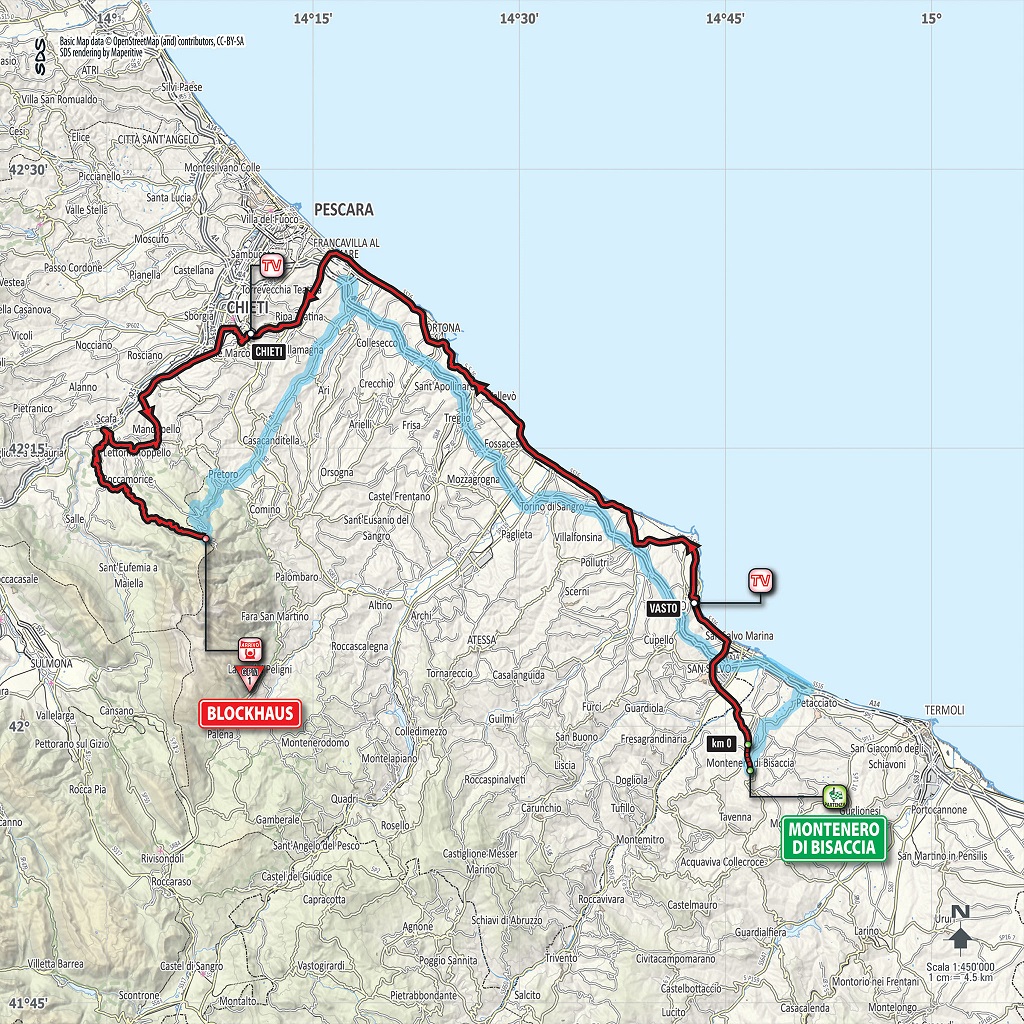 Streckenverlauf Giro dItalia 2017 - Etappe 9