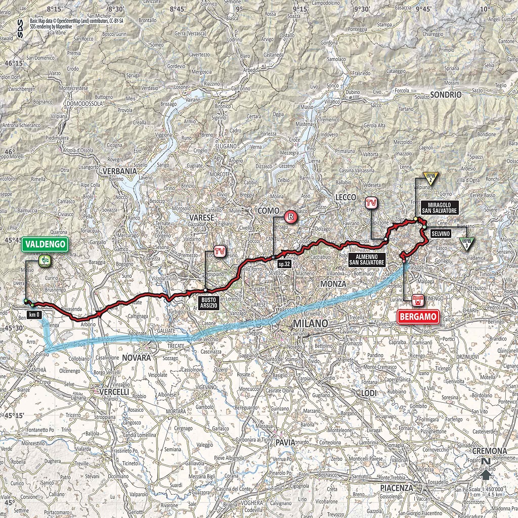 Streckenverlauf Giro dItalia 2017 - Etappe 15