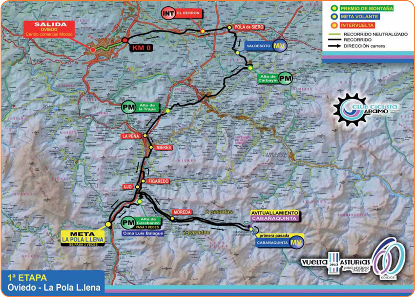 Streckenverlauf Vuelta Asturias Julio Alvarez Mendo 2017 - Etappe 1