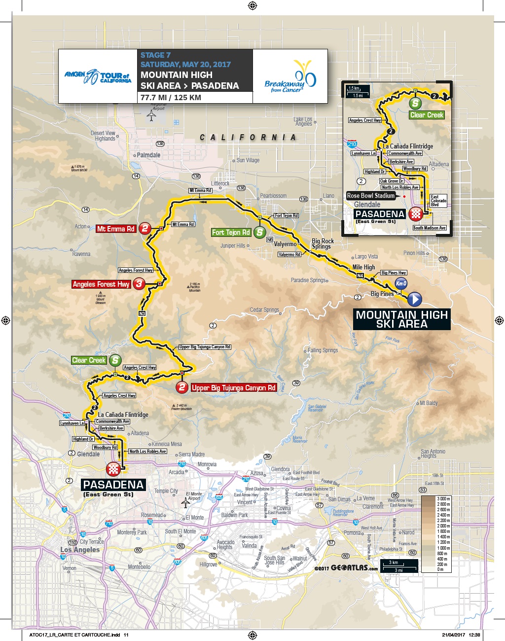 Streckenverlauf Amgen Tour of California 2017 - Etappe 7
