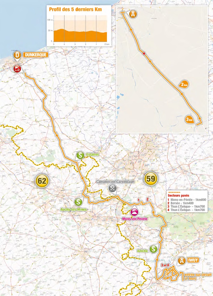 Streckenverlauf 4 Jours de Dunkerque / Tour du Nord-Pas-de-Calais 2017 - Etappe 1