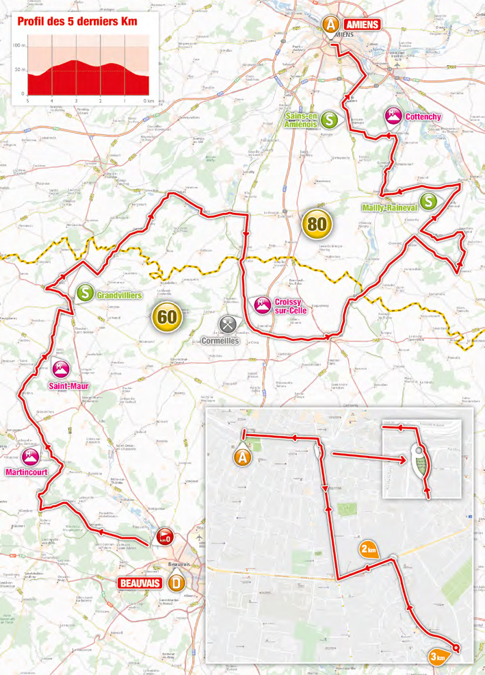 Streckenverlauf 4 Jours de Dunkerque / Tour du Nord-Pas-de-Calais 2017 - Etappe 3