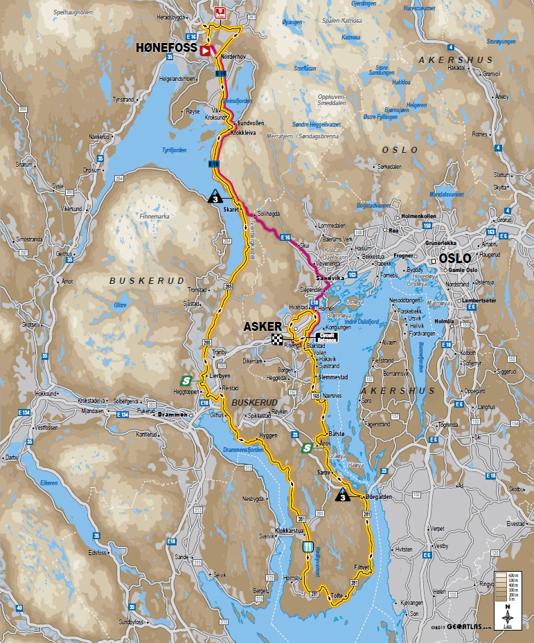Streckenverlauf Tour of Norway 2017 - Etappe 1