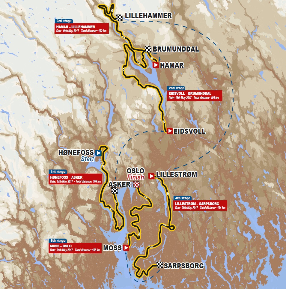 Streckenverlauf Tour of Norway 2017