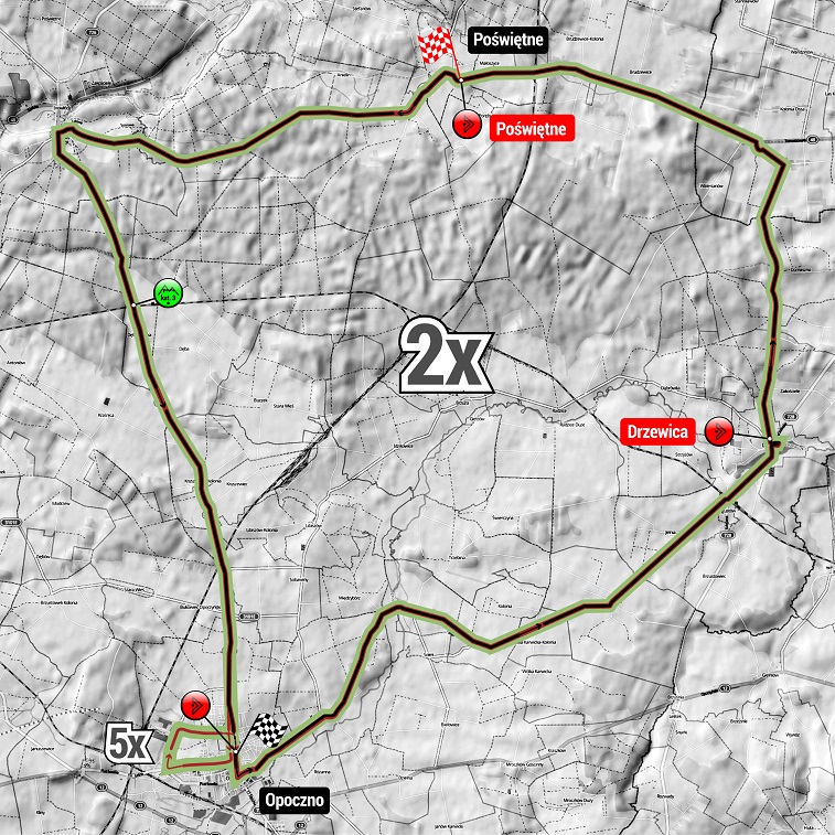 Streckenverlauf Szlakiem Walk Majora Hubala 2017 - Etappe 4