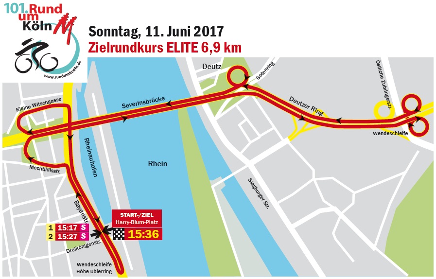 Streckenverlauf Rund um Kln 2017, finaler Rundkurs