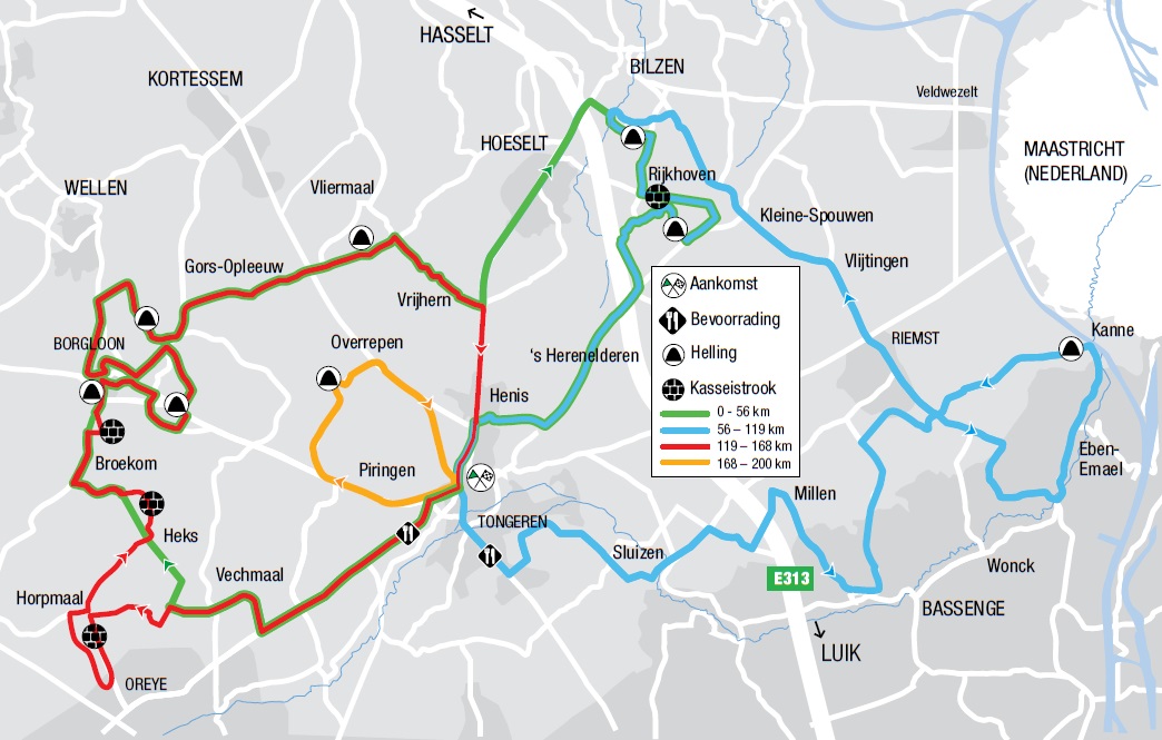 Streckenverlauf Ronde van Limburg 2017