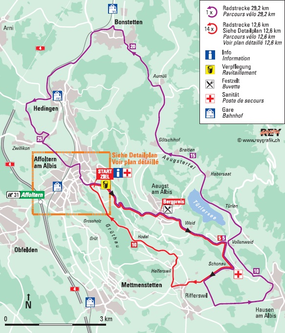 Streckenverlauf Nationale Meisterschaften Schweiz 2017 - Straenrennen, Startrunde und Rundkurs Mnner