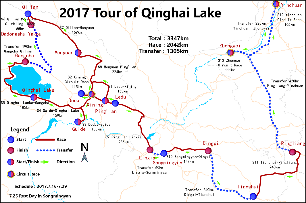 Streckenverlauf Tour of Qinghai Lake 2017