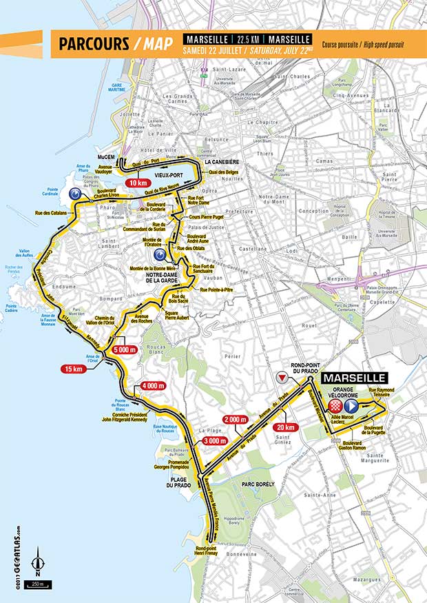 Streckenverlauf La Course by Le Tour de France 2017 (Verfolgungsrennen)