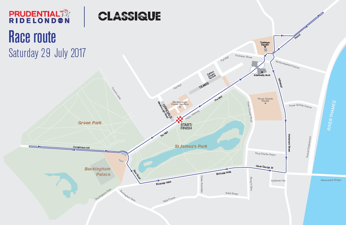 Streckenverlauf Prudential RideLondon Classique 2017