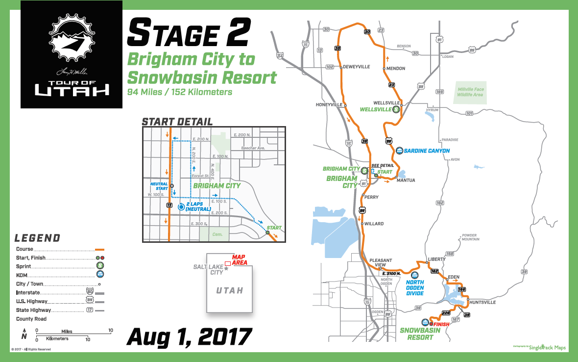 Streckenverlauf The Larry H. Miller Tour of Utah 2017 - Etappe 2