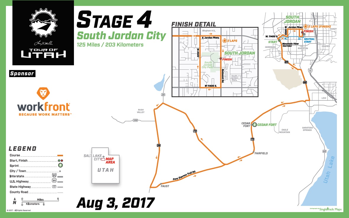 Streckenverlauf The Larry H. Miller Tour of Utah 2017 - Etappe 4