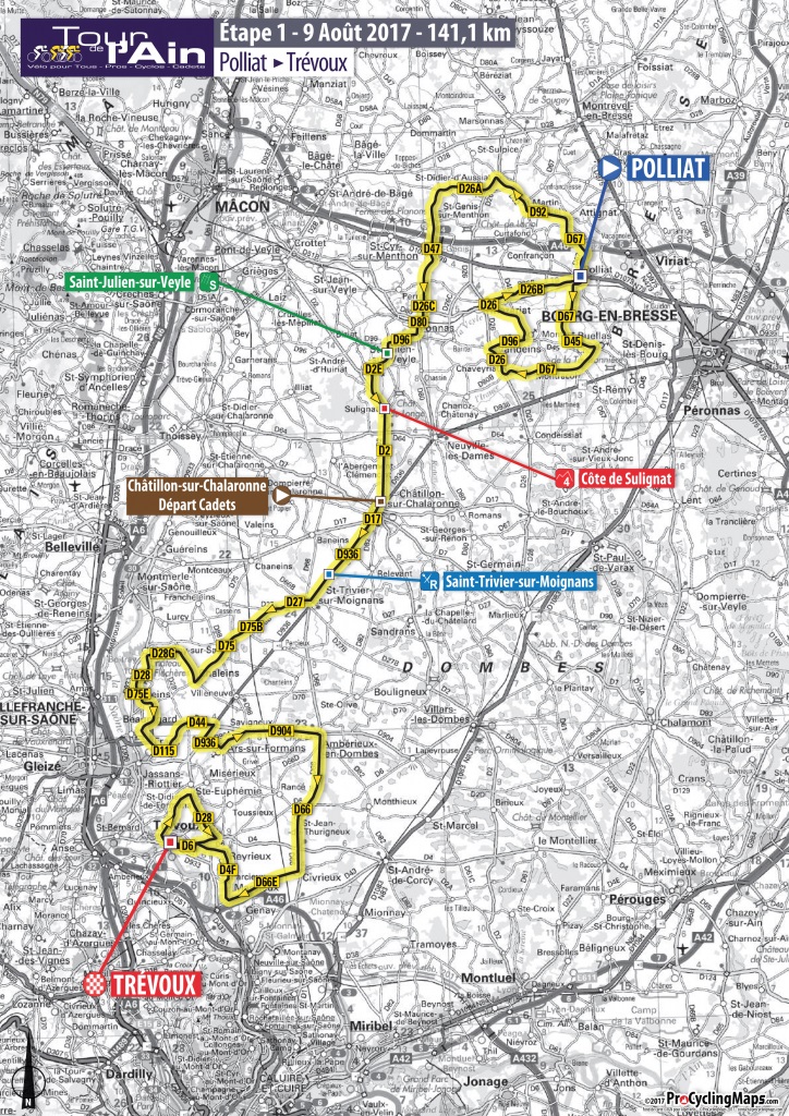 Streckenverlauf Tour de lAin 2017 - Etappe 1
