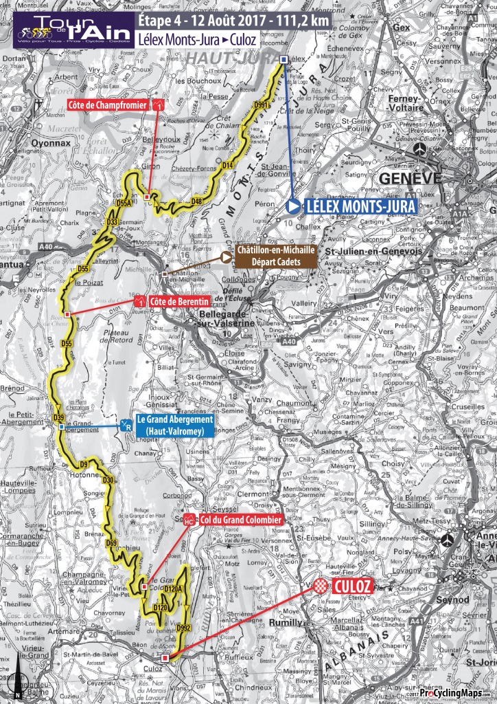 Streckenverlauf Tour de lAin 2017 - Etappe 4