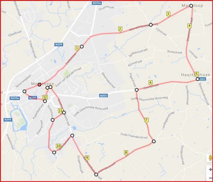 Streckenverlauf Omloop Mandel-Leie-Schelde Meulebeke 2017
