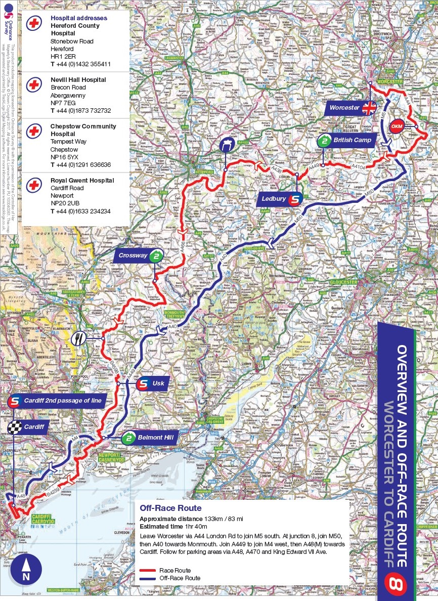 Streckenverlauf Tour of Britain 2017 - Etappe 8