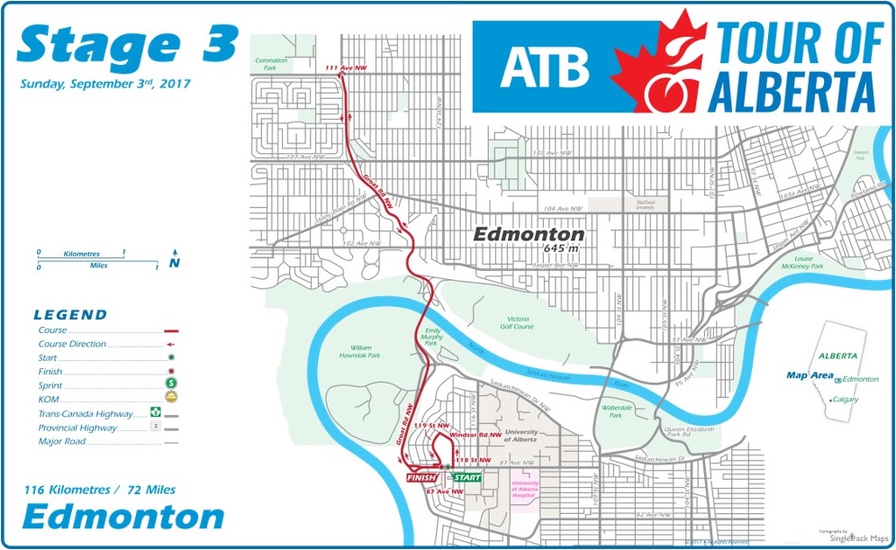 Streckenverlauf Tour of Alberta 2017 - Etappe 3