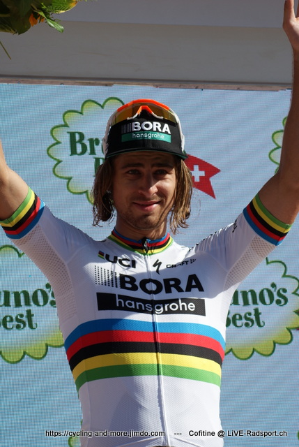 Weltmeister Peter Sagan feierte beim GP Quebec den 100. Sieg seiner Karriere - dieses Bild zeigt ihn bei seinem Etappensieg auf der 8. Etappe der Tour de Suisse 2017