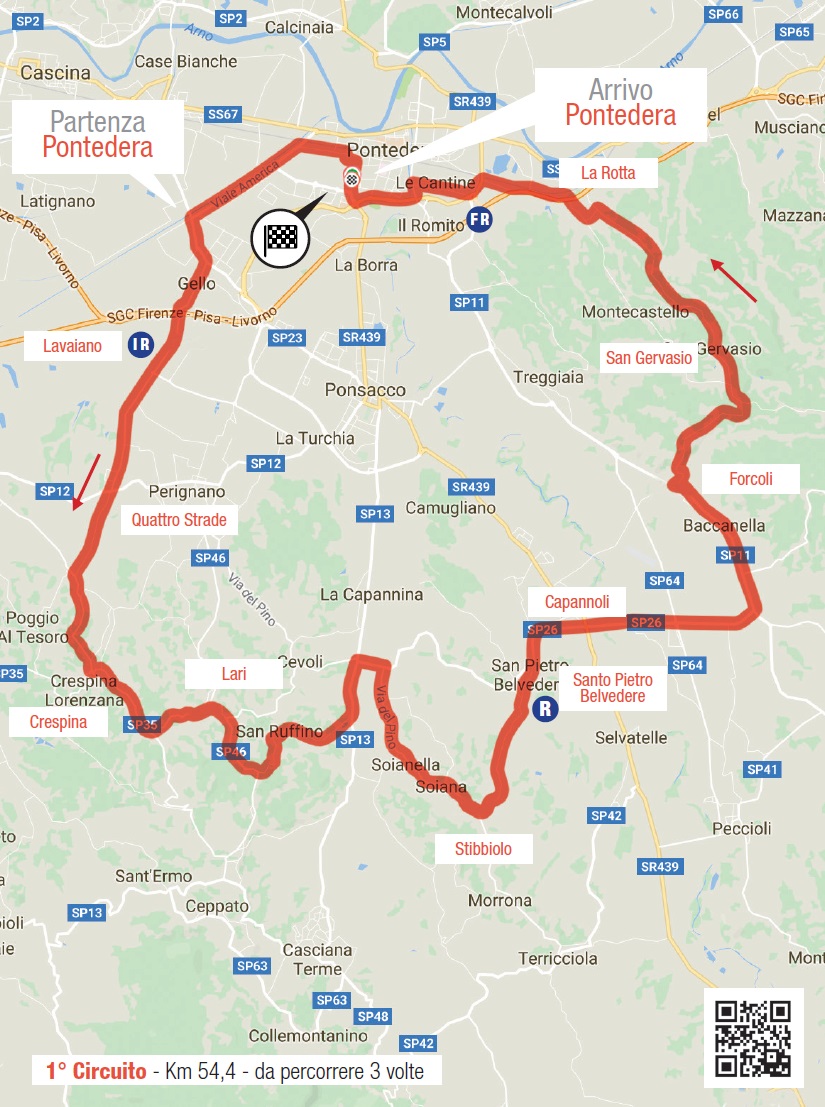 Streckenverlauf Giro della Toscana - Memorial Alfredo Martini 2017 - Etappe 1, erster Rundkurs