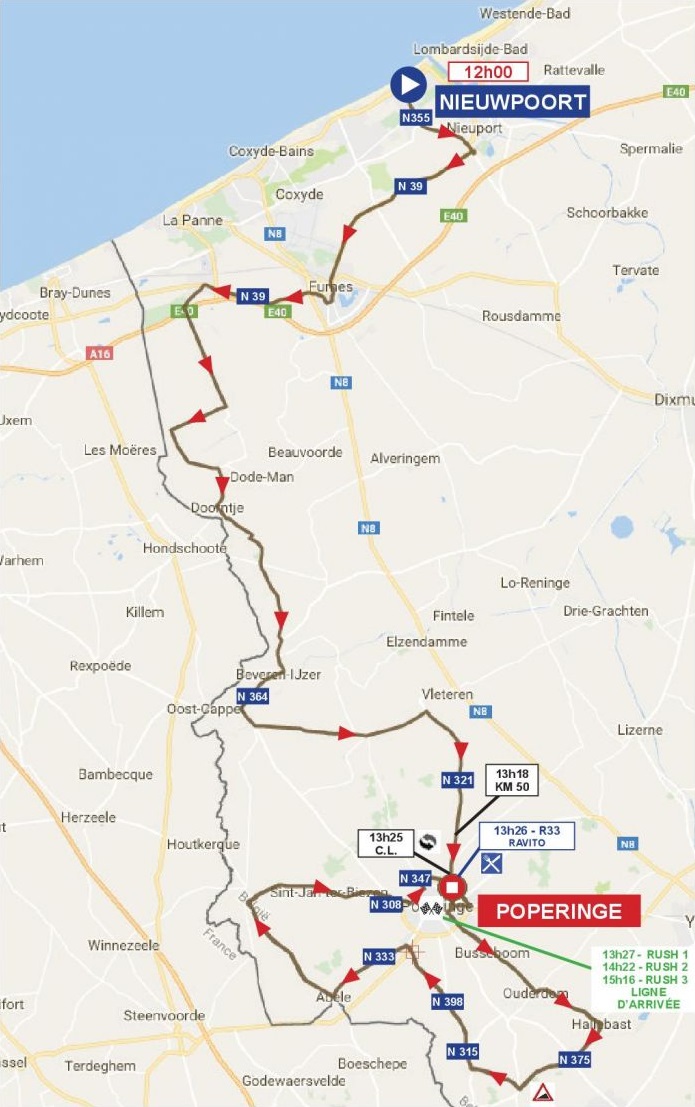 Streckenverlauf Omloop Eurometropool 2017