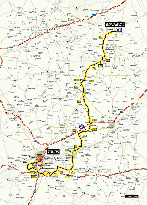 Streckenverlauf Paris - Tours Espoirs 2017
