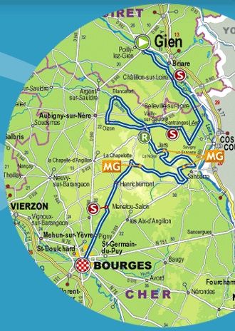 Streckenverlauf Paris - Bourges 2017
