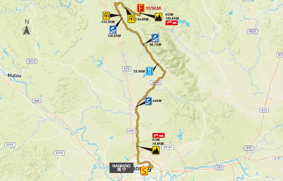 Streckenverlauf Gree-Tour of Guangxi 2017 - Etappe 4