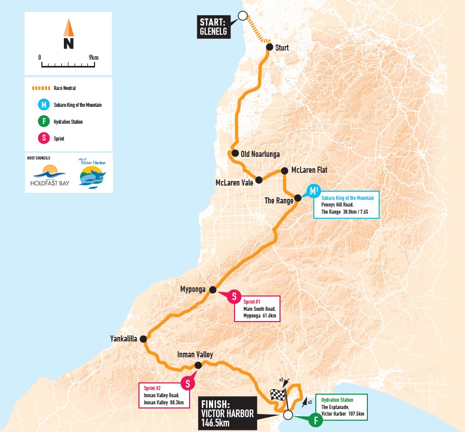 Streckenverlauf Tour Down Under 2018 - Etappe 3