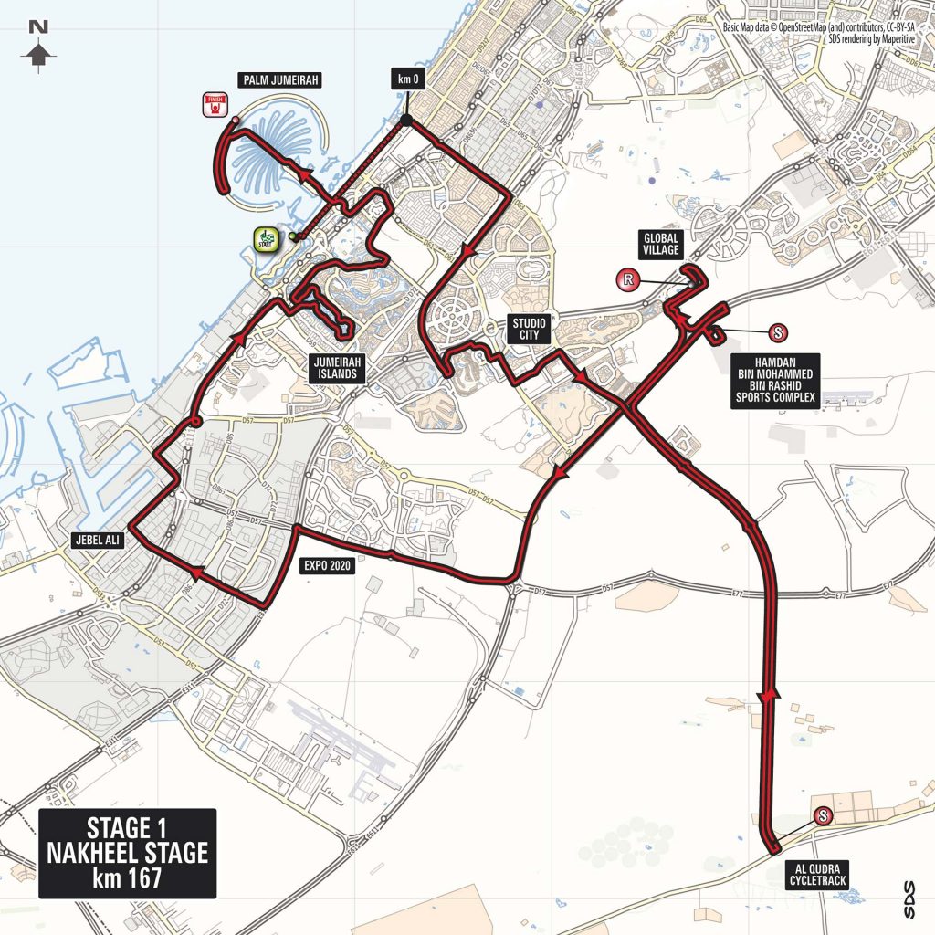 Streckenverlauf Dubai Tour 2018 - Etappe 1