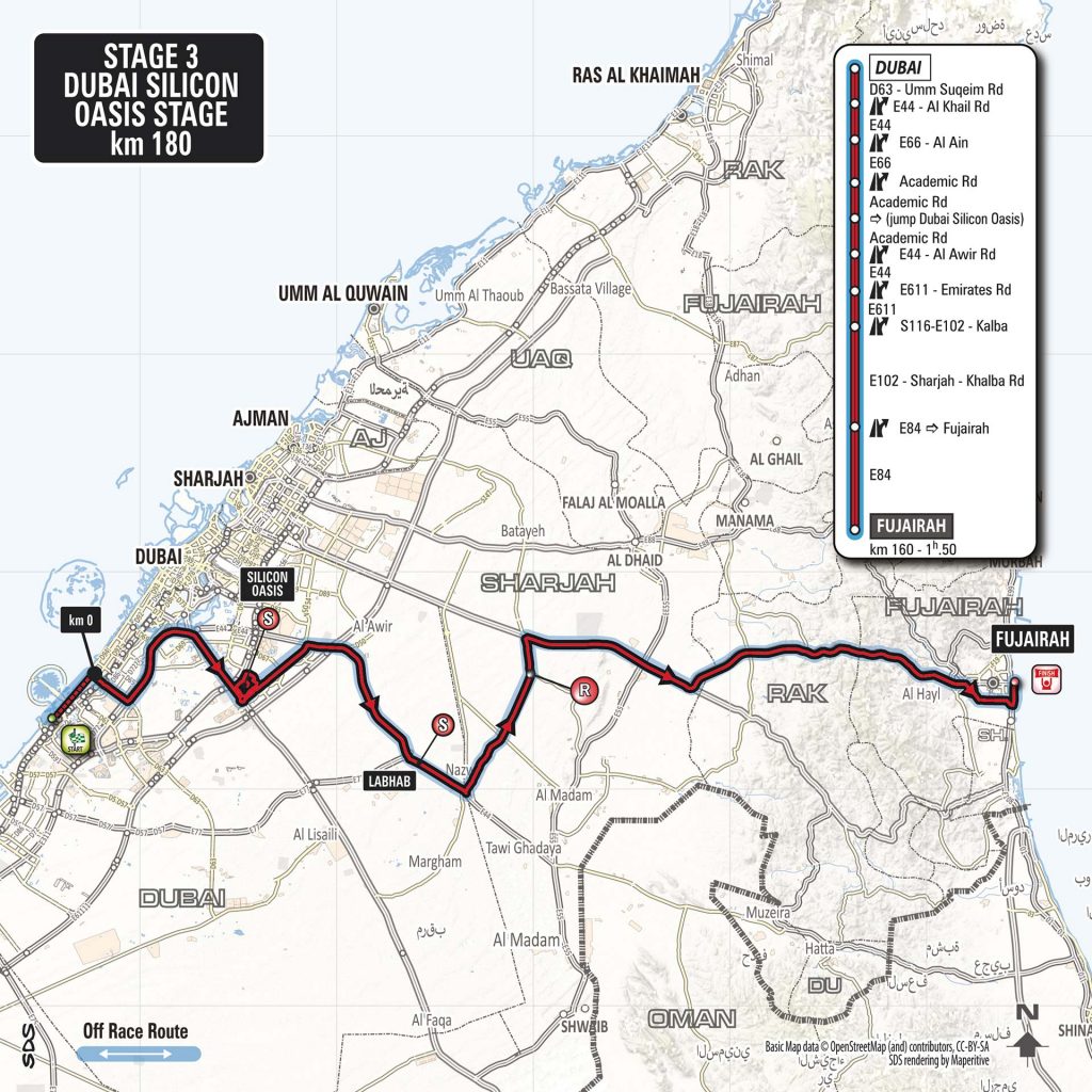 Streckenverlauf Dubai Tour 2018 - Etappe 3
