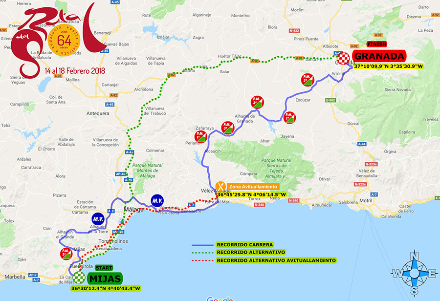 Streckenverlauf Vuelta a Andalucia Ruta Ciclista Del Sol 2018 - Etappe 1