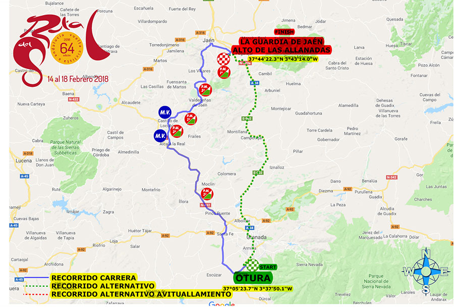 Streckenverlauf Vuelta a Andalucia Ruta Ciclista Del Sol 2018 - Etappe 2