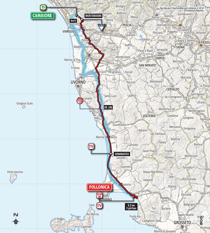 Streckenverlauf Tirreno - Adriatico 2018 - Etappe 2