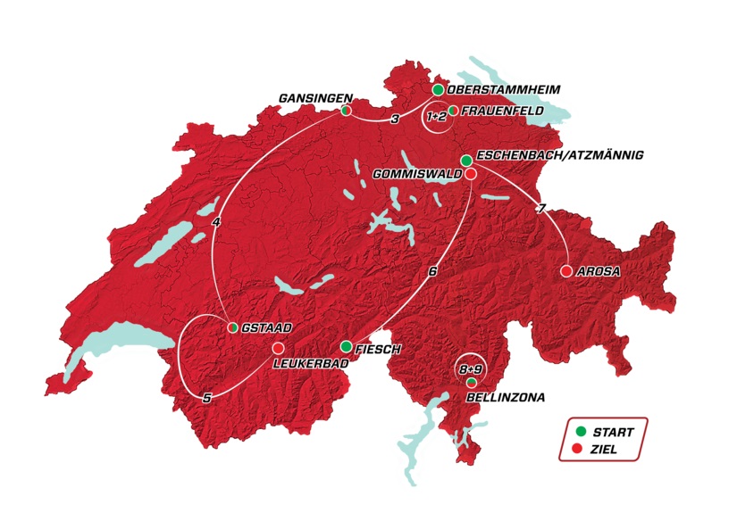 Streckenprsentation Tour de Suisse 2018: Streckenkarte