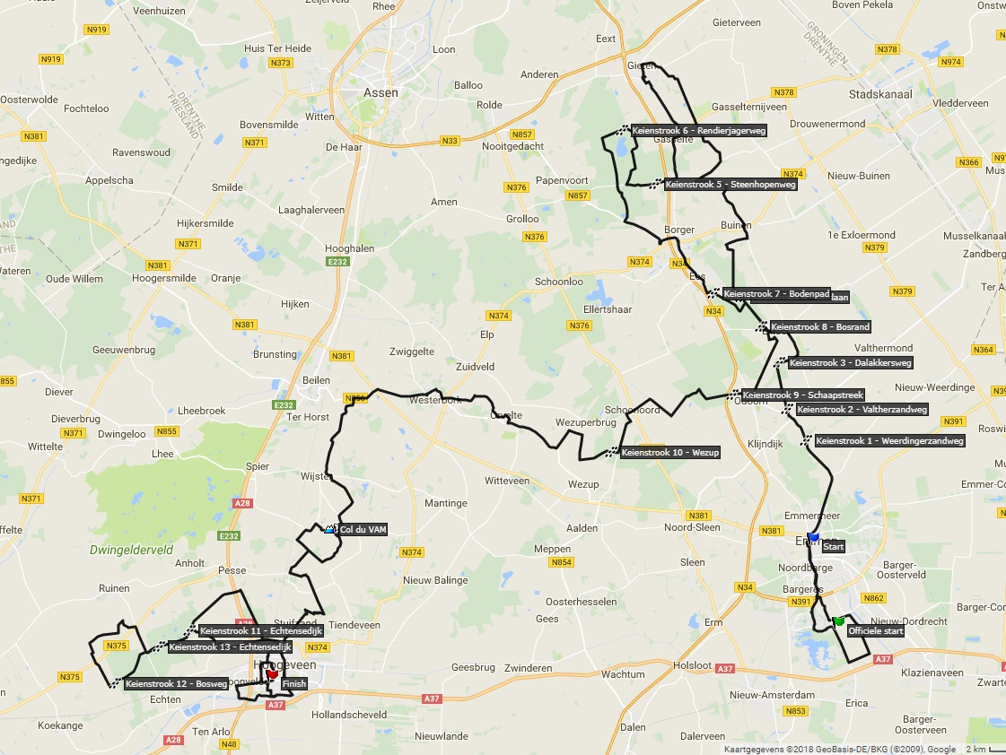 Streckenverlauf Ronde van Drenthe 2018 (Mnner)