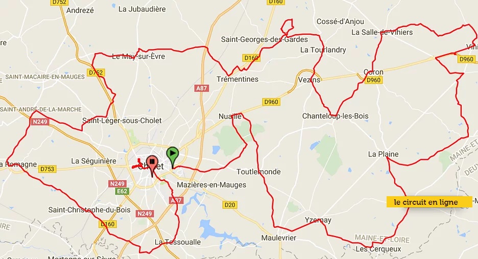 Streckenverlauf Cholet - Pays de la Loire 2018, erste 159,7 km