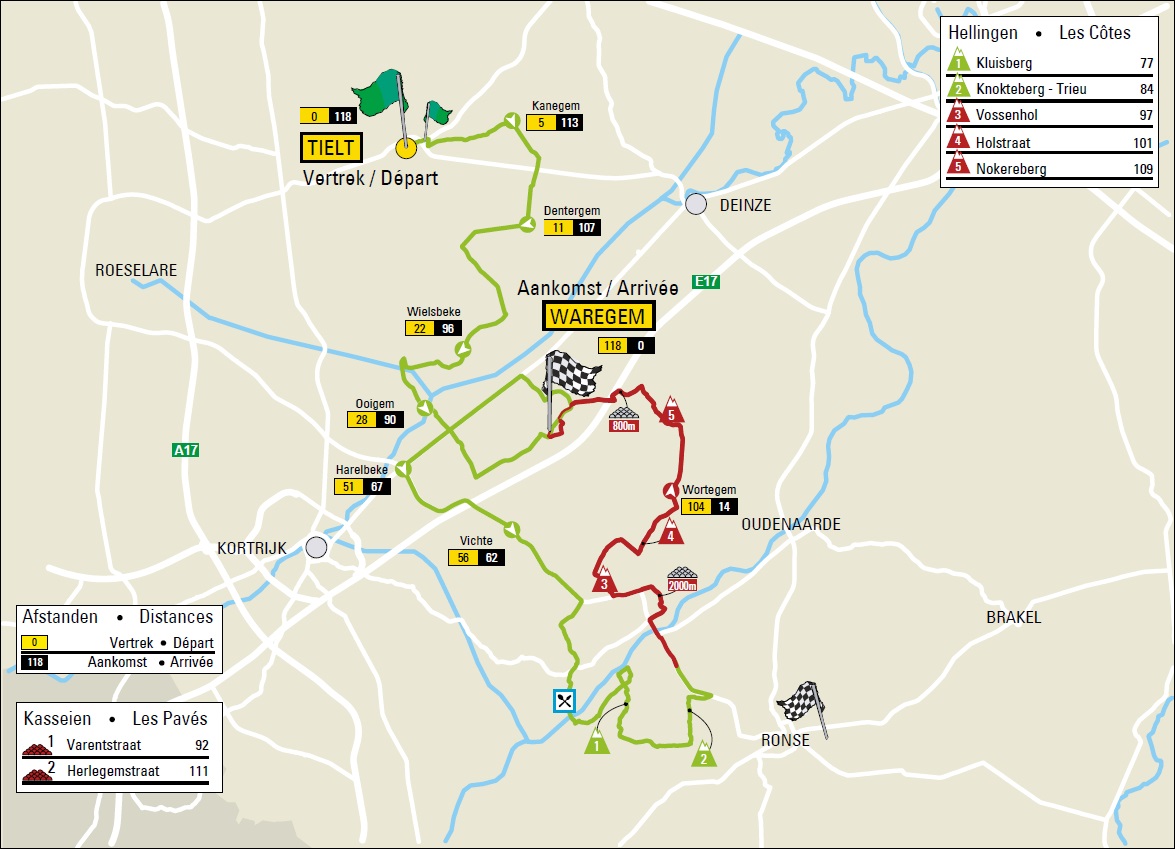 Streckenverlauf Dwars door Vlaanderen Vrouwen 2018