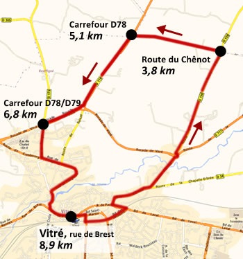Streckenverlauf Adlie de Vitr 2018, zweiter Rundkurs