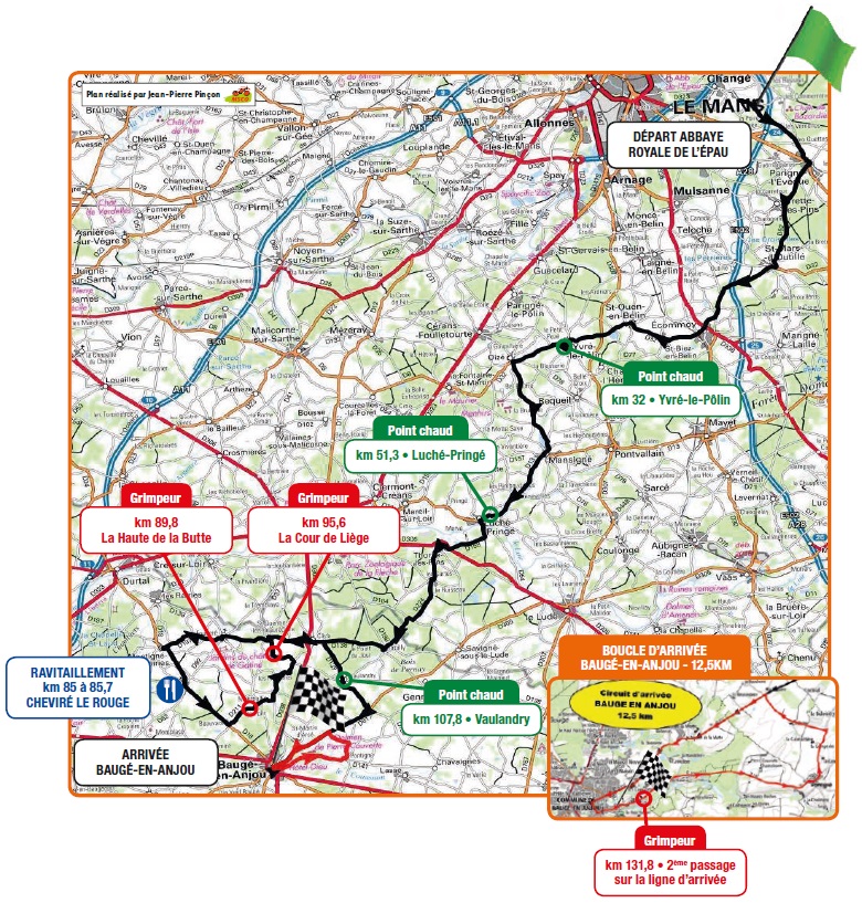 Streckenverlauf Circuit Cycliste Sarthe - Pays de la Loire 2018 - Etappe 1