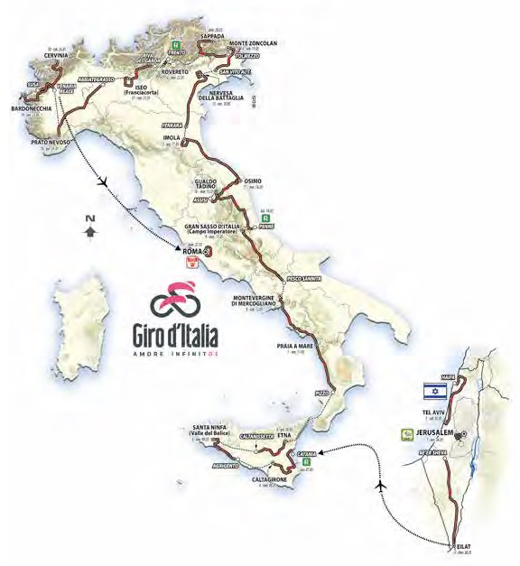 Streckenverlauf Giro dItalia 2018