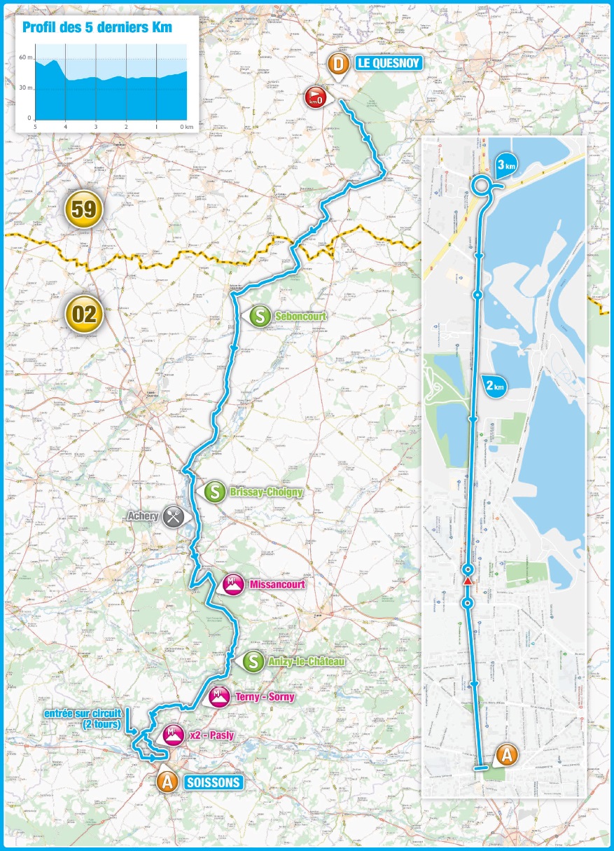 Streckenverlauf 4 Jours de Dunkerque / Grand Prix des Hauts de France 2018 - Etappe 2