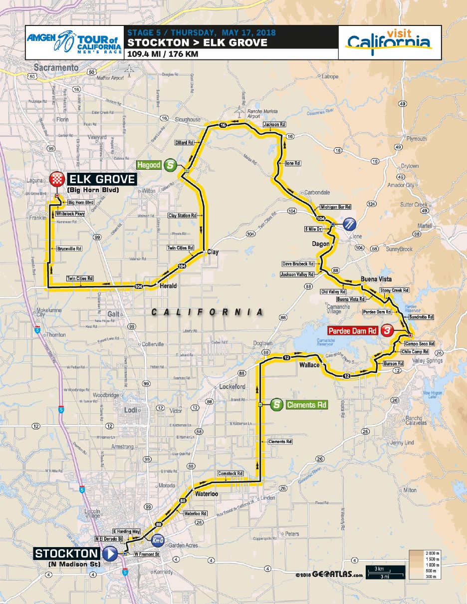 Streckenverlauf Amgen Tour of California 2018 - Etappe 5