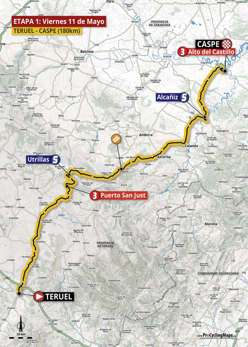 Streckenverlauf Vuelta Aragon 2018 - Etappe 1