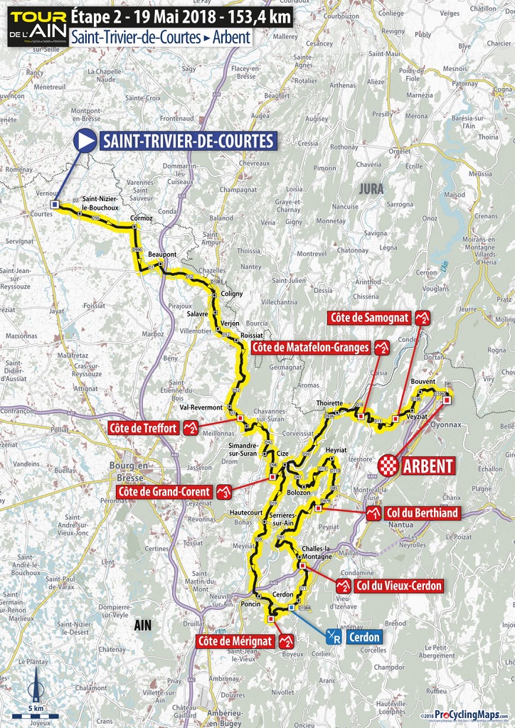 Streckenverlauf Tour de lAin 2018 - Etappe 2