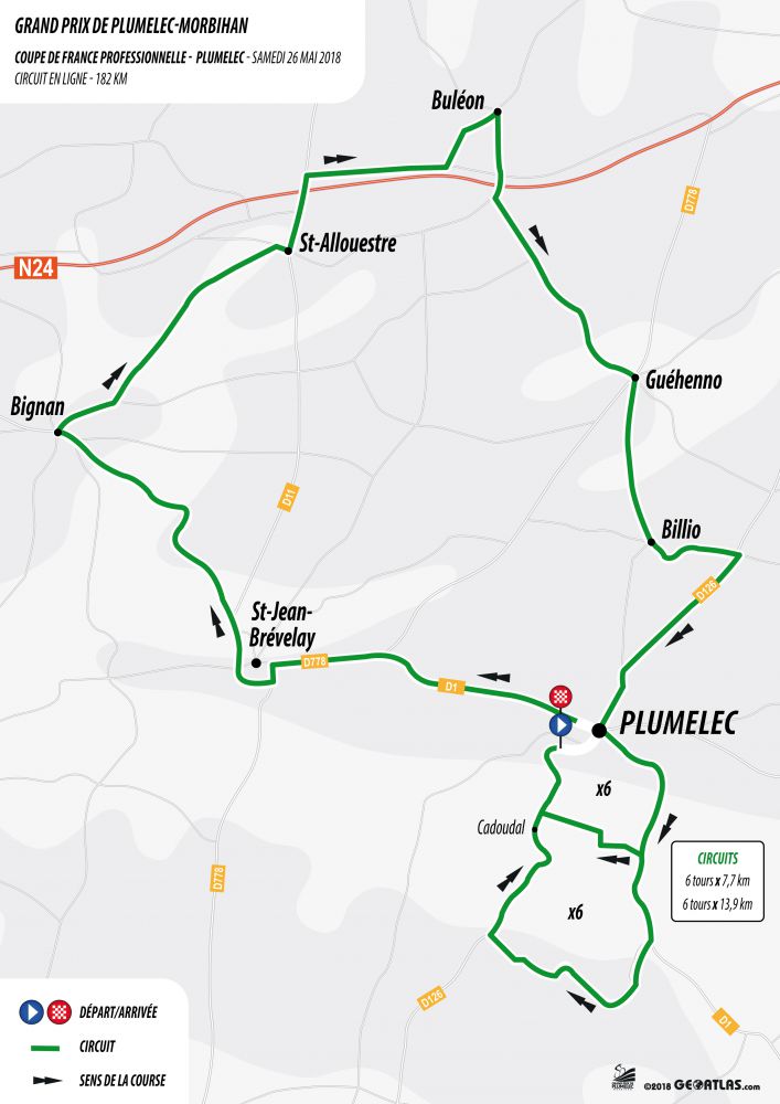 Streckenverlauf Grand Prix de Plumelec-Morbihan 2018