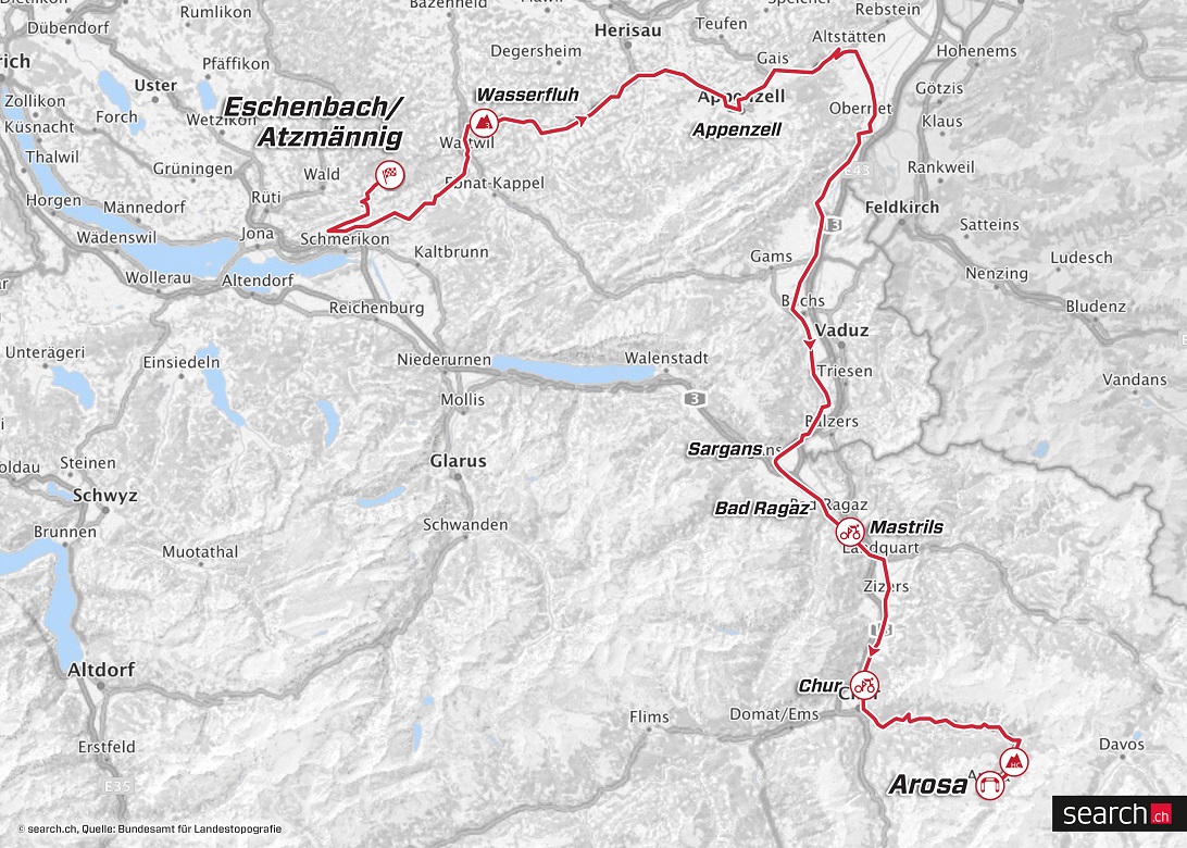 Streckenverlauf Tour de Suisse 2018 - Etappe 7