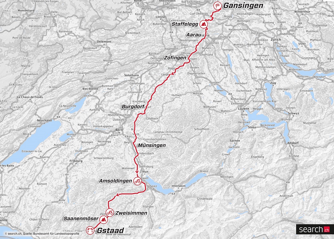 Streckenverlauf Tour de Suisse 2018 - Etappe 4
