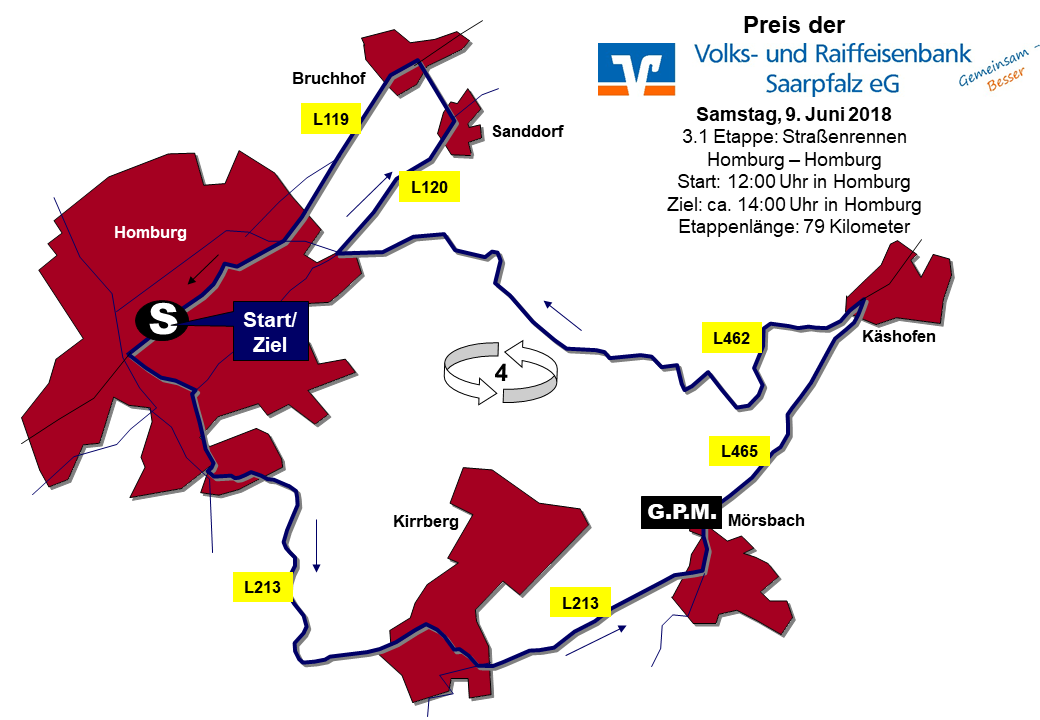 Streckenverlauf LVM Saarland Trofeo 2018 - Etappe 3a