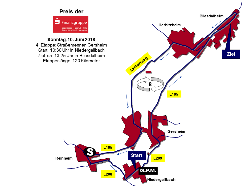 Streckenverlauf LVM Saarland Trofeo 2018 - Etappe 4